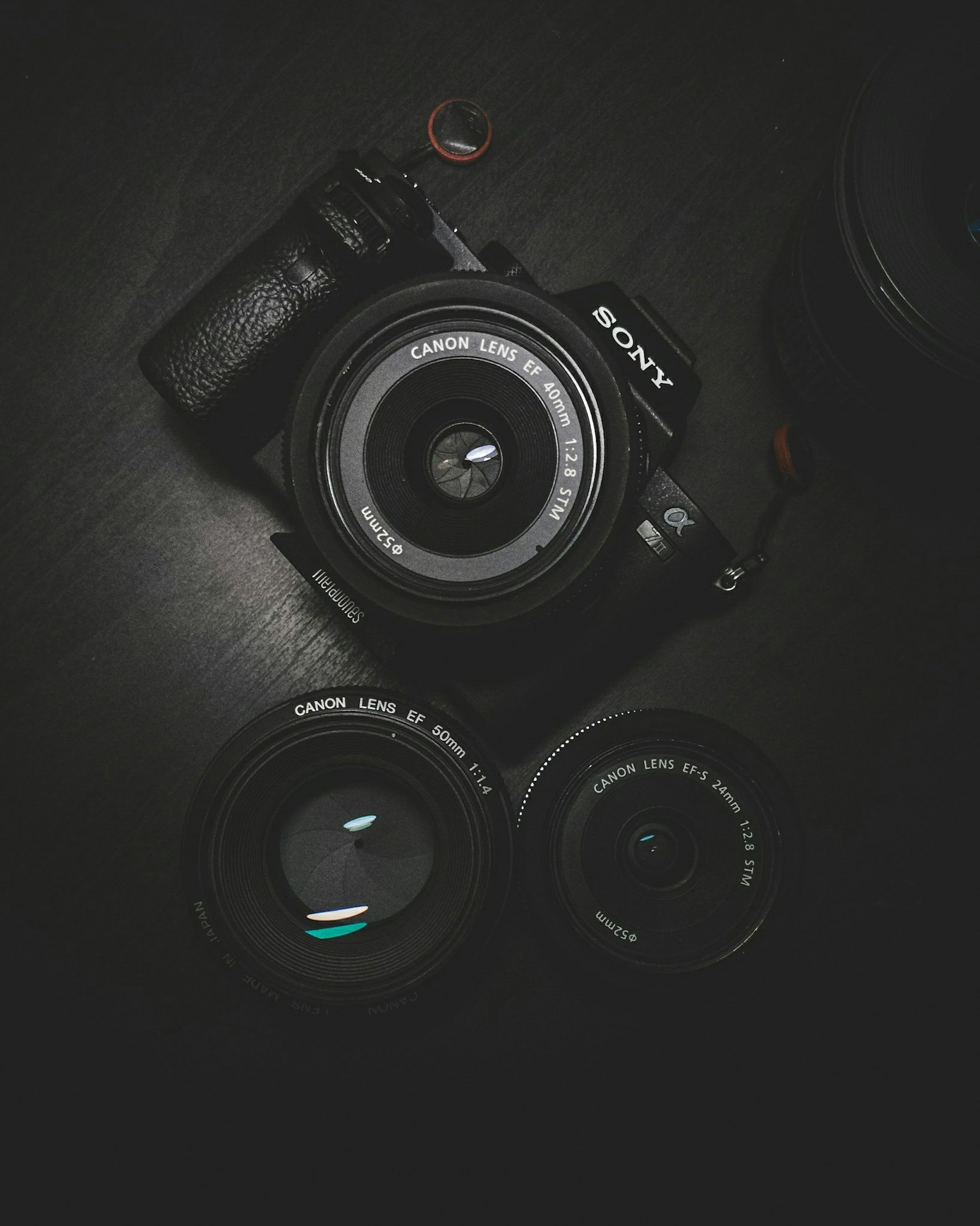 Close-up of professional photography equipment